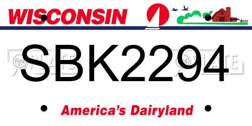 SBK2294 Wisconsin License Plate