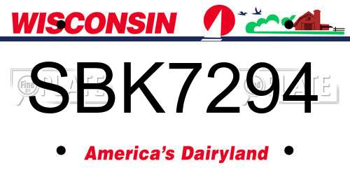 SBK7294 Wisconsin License Plate