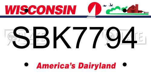 SBK7794 Wisconsin License Plate