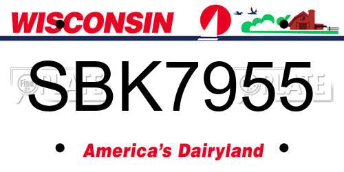 SBK7955 Wisconsin License Plate
