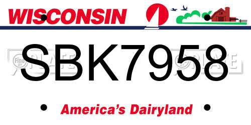 SBK7958 Wisconsin License Plate