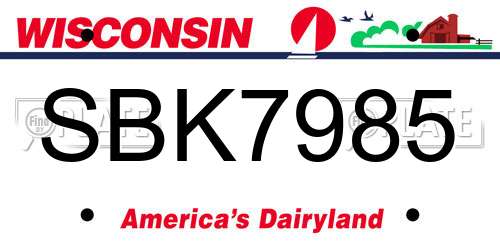 SBK7985 Wisconsin License Plate