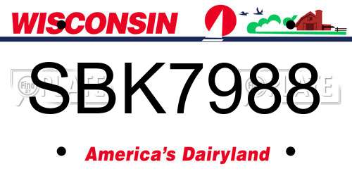 SBK7988 Wisconsin License Plate