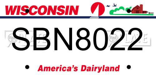 SBN8022 Wisconsin License Plate