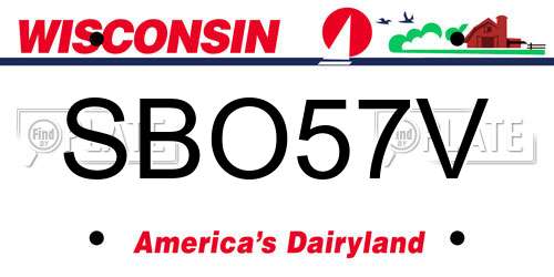 SBO57V Wisconsin License Plate