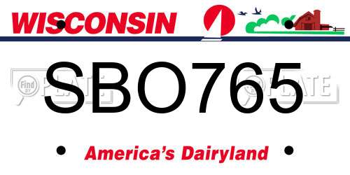 SBO765 Wisconsin License Plate
