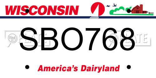 SBO768 Wisconsin License Plate