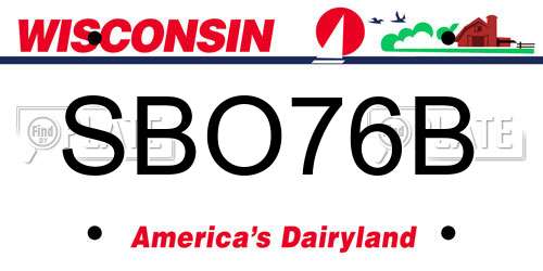 SBO76B Wisconsin License Plate