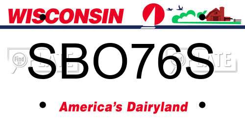 SBO76S Wisconsin License Plate
