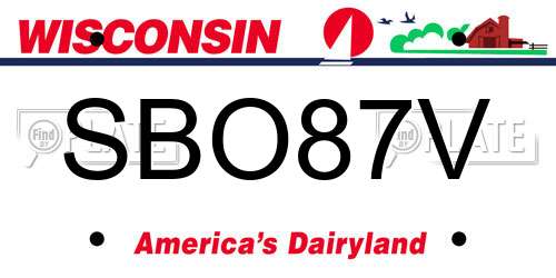 SBO87V Wisconsin License Plate