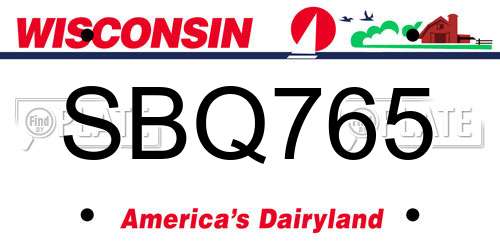 SBQ765 Wisconsin License Plate