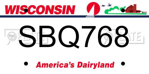 SBQ768 Wisconsin License Plate