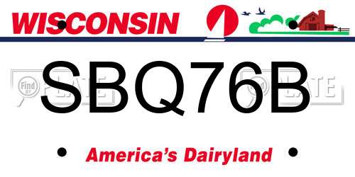 SBQ76B Wisconsin License Plate