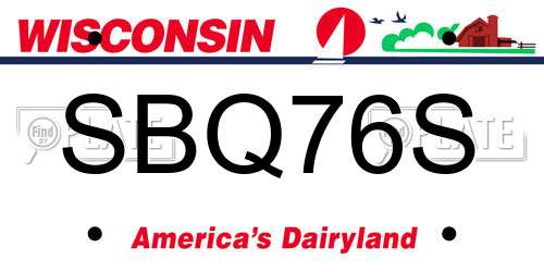 SBQ76S Wisconsin License Plate