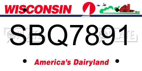 SBQ7891 Wisconsin License Plate