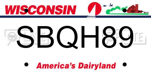 SBQH89 Wisconsin License Plate