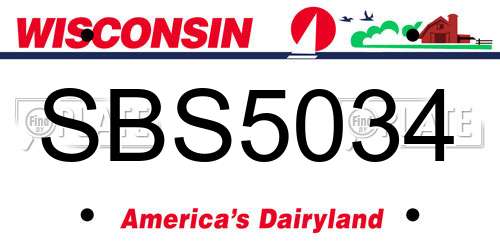 SBS5034 Wisconsin License Plate