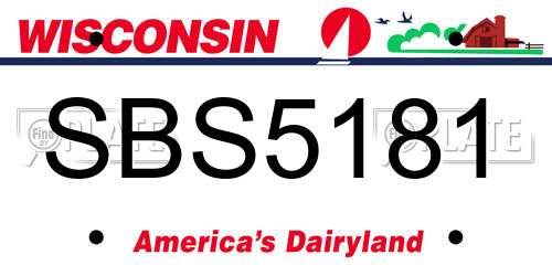 SBS5181 Wisconsin License Plate