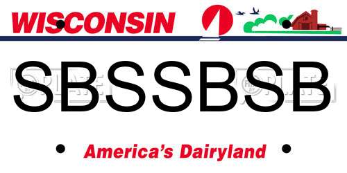 SBSSBSB Wisconsin License Plate
