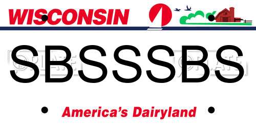 SBSSSBS Wisconsin License Plate