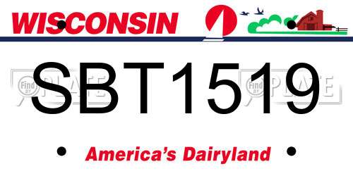 SBT1519 Wisconsin License Plate