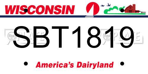 SBT1819 Wisconsin License Plate