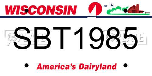 SBT1985 Wisconsin License Plate