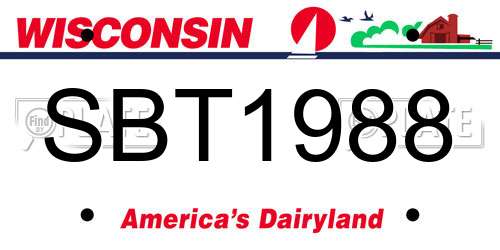 SBT1988 Wisconsin License Plate