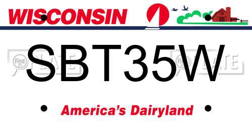 SBT35W Wisconsin License Plate