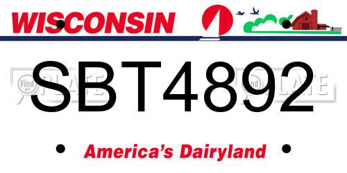 SBT4892 Wisconsin License Plate
