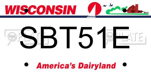 SBT51E Wisconsin License Plate