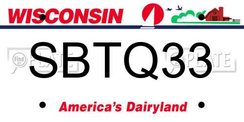 SBTQ33 Wisconsin License Plate