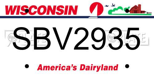 SBV2935 Wisconsin License Plate