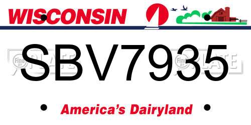 SBV7935 Wisconsin License Plate