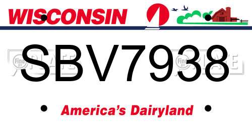 SBV7938 Wisconsin License Plate