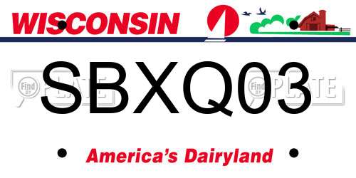 SBXQ03 Wisconsin License Plate