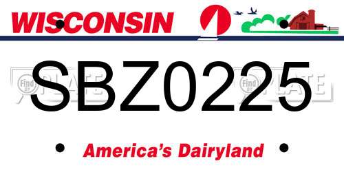 SBZ0225 Wisconsin License Plate
