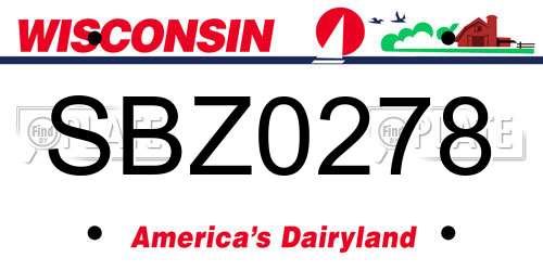 SBZ0278 Wisconsin License Plate