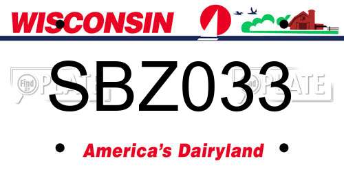 SBZ033 Wisconsin License Plate