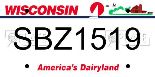 SBZ1519 Wisconsin License Plate