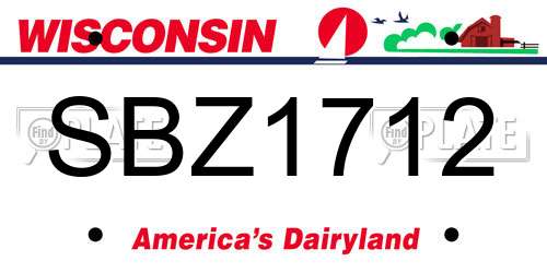 SBZ1712 Wisconsin License Plate