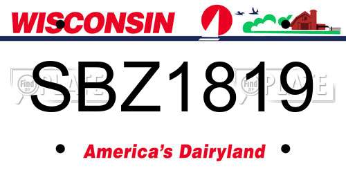 SBZ1819 Wisconsin License Plate
