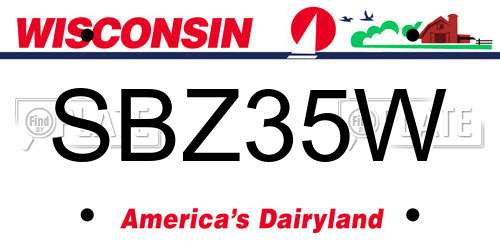 SBZ35W Wisconsin License Plate