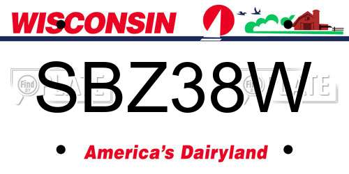 SBZ38W Wisconsin License Plate