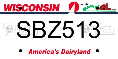 SBZ513 Wisconsin License Plate