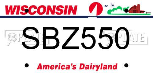 SBZ550 Wisconsin License Plate