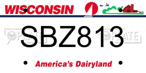 SBZ813 Wisconsin License Plate