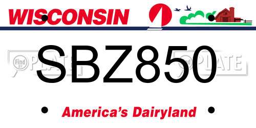 SBZ850 Wisconsin License Plate