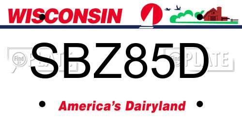 SBZ85D Wisconsin License Plate