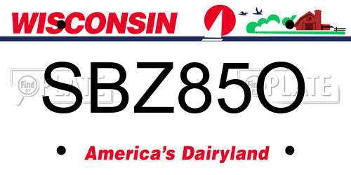 SBZ85O Wisconsin License Plate